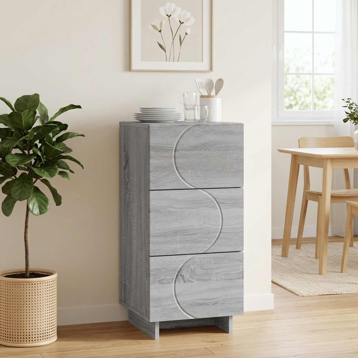 Sideboard 33.5 x 34.5 x 75 cm Engineered Wood Grey sonoma