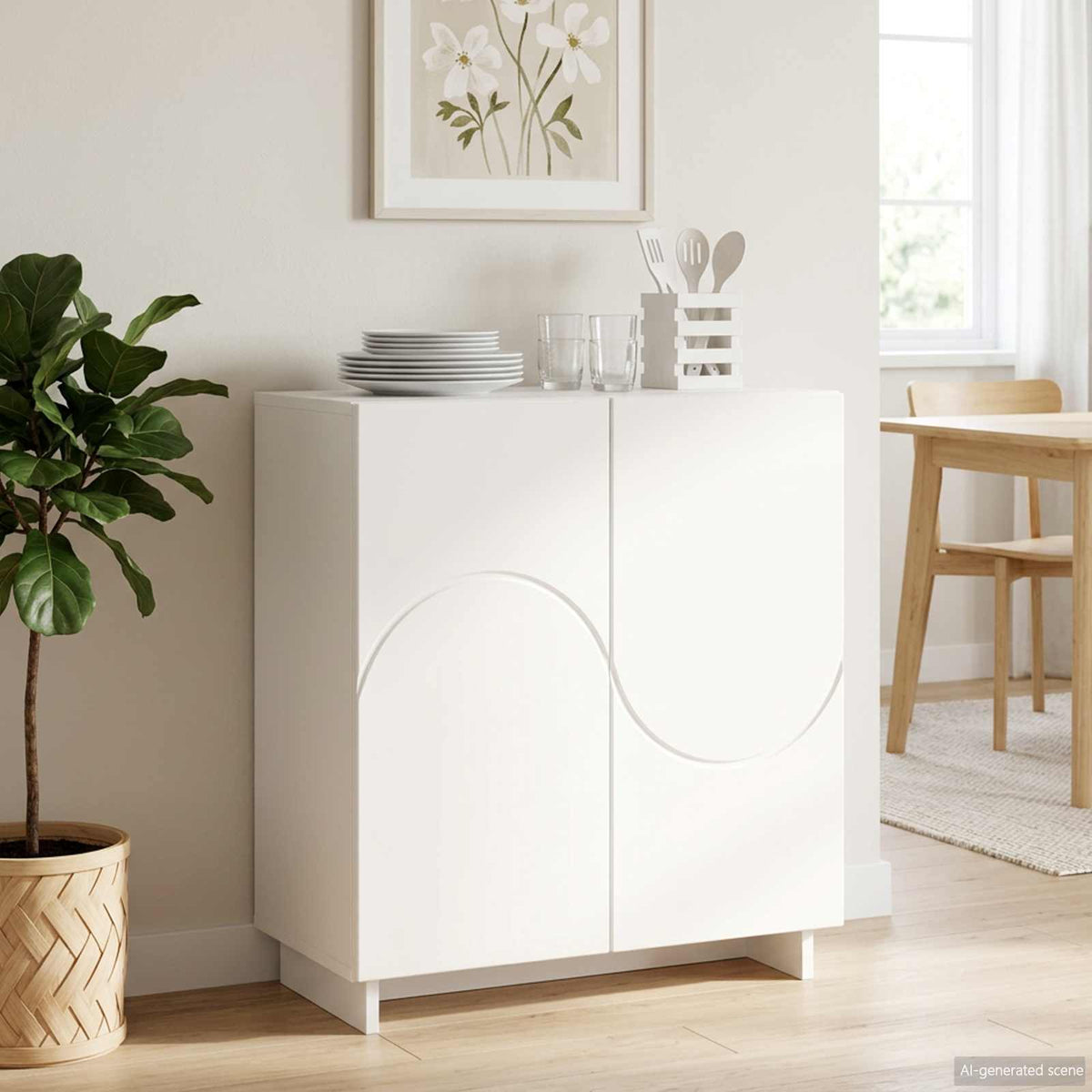 Sideboard 67 x 34.5 x 75 cm Engineered Wood White