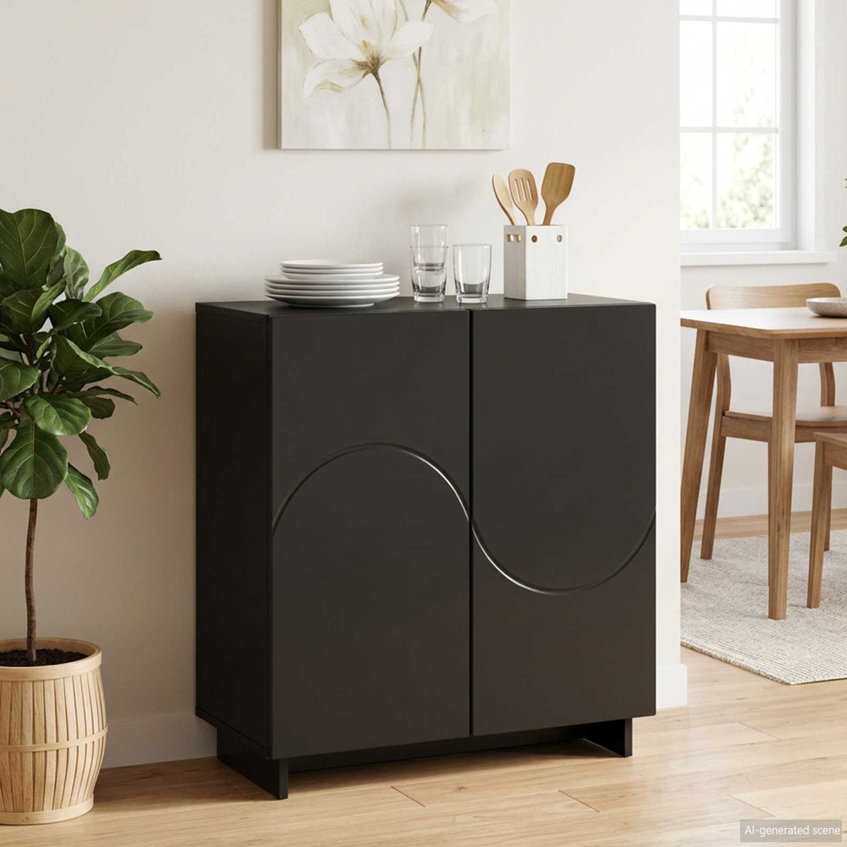 Sideboard 67 x 34.5 x 75 cm Engineered Wood Black