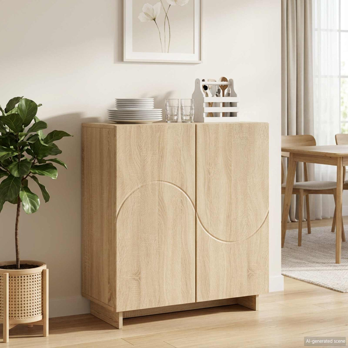 Sideboard 67 x 34.5 x 75 cm Engineered Wood Sonoma oak