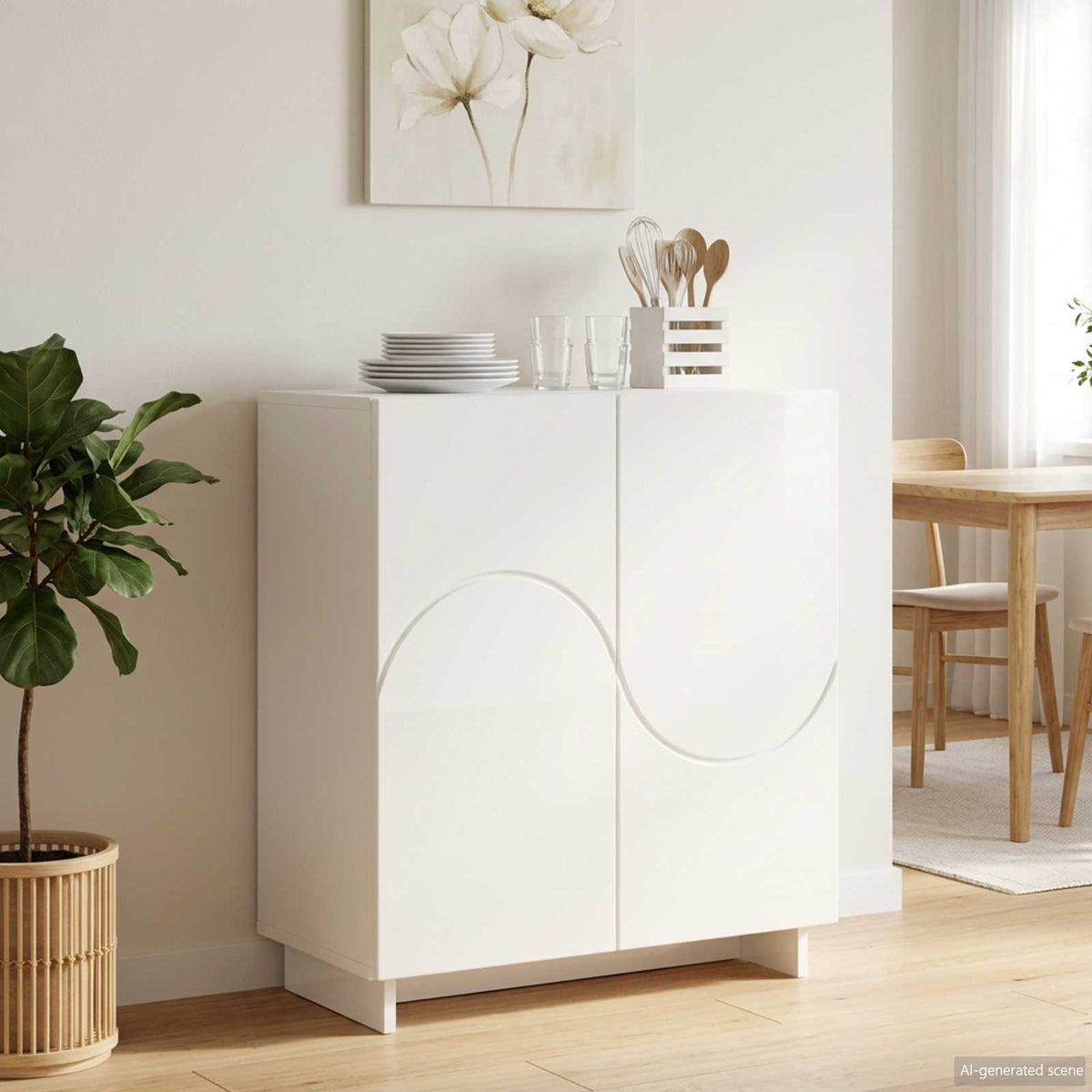Sideboard 67 x 34.5 x 75 cm Engineered Wood High gloss white