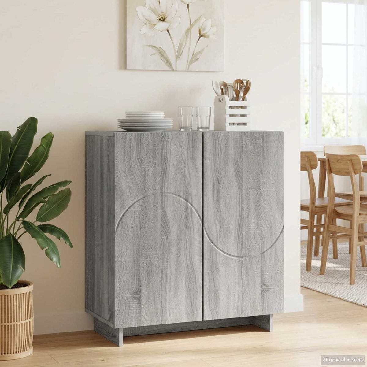 Sideboard 67 x 34.5 x 75 cm Engineered Wood Grey sonoma