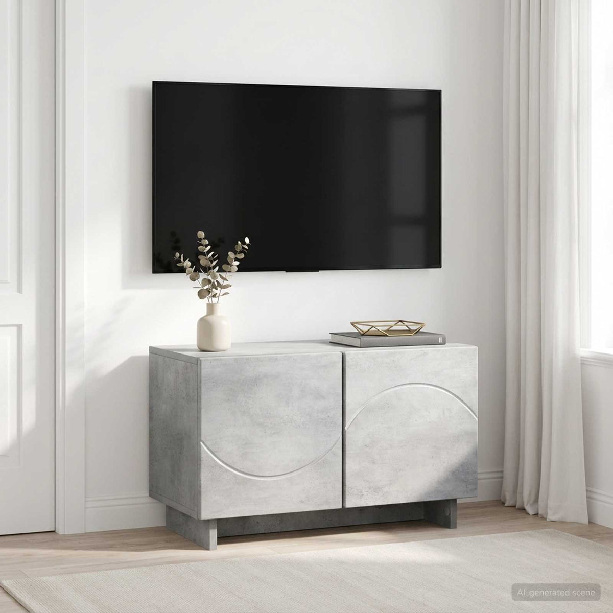 TV Stand Engineered Wood 60 x 34.5 x 40 cm Concrete grey