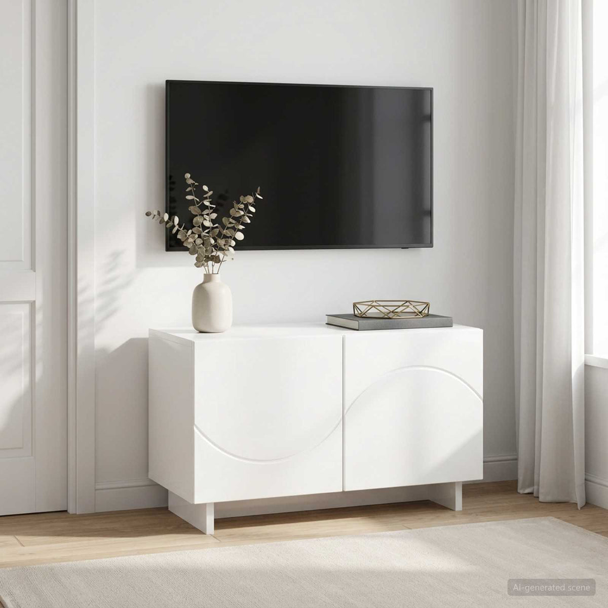 TV Stand Engineered Wood 60 x 34.5 x 40 cm High gloss white