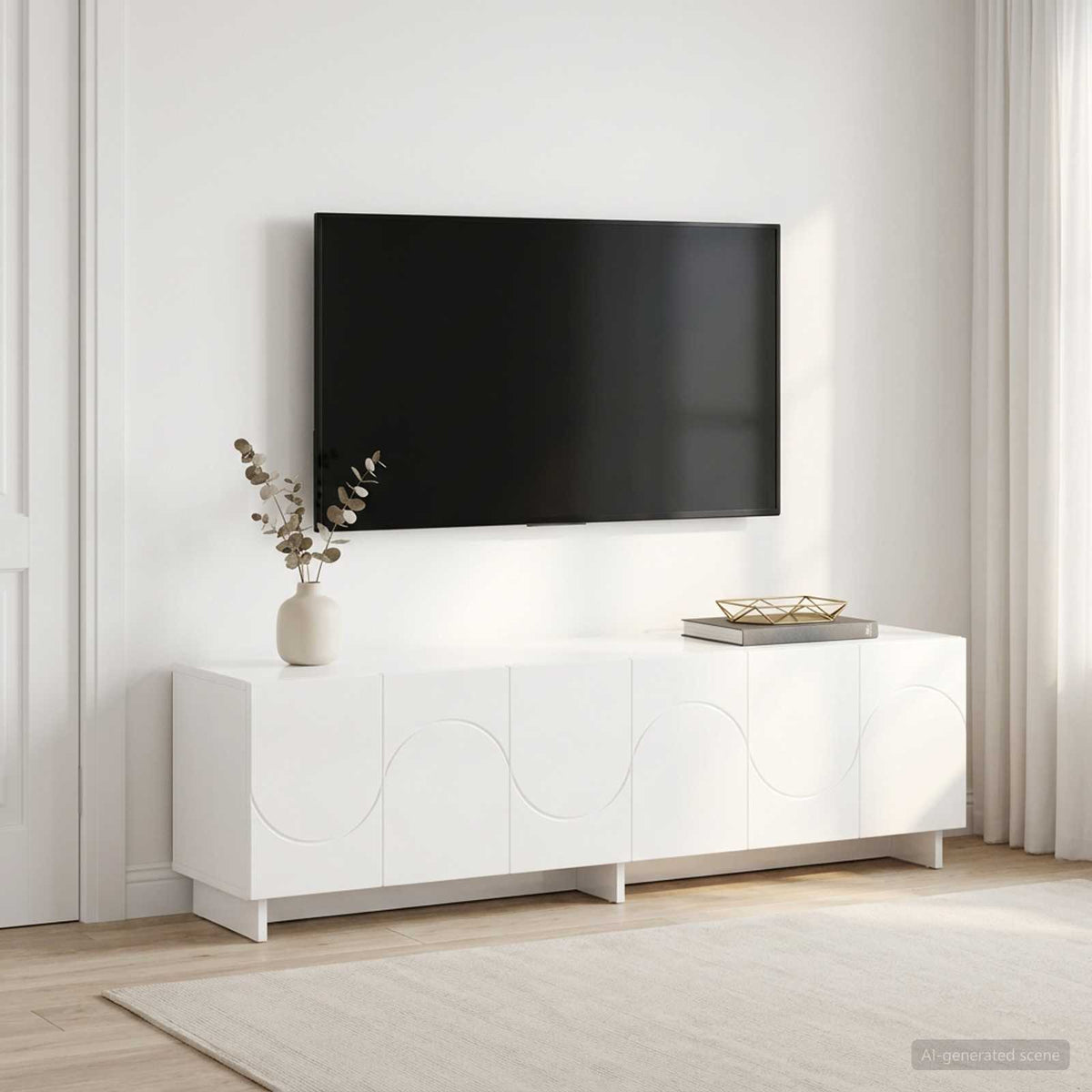 TV Stand Engineered Wood 140 x 34.5 x 40 cm High gloss white