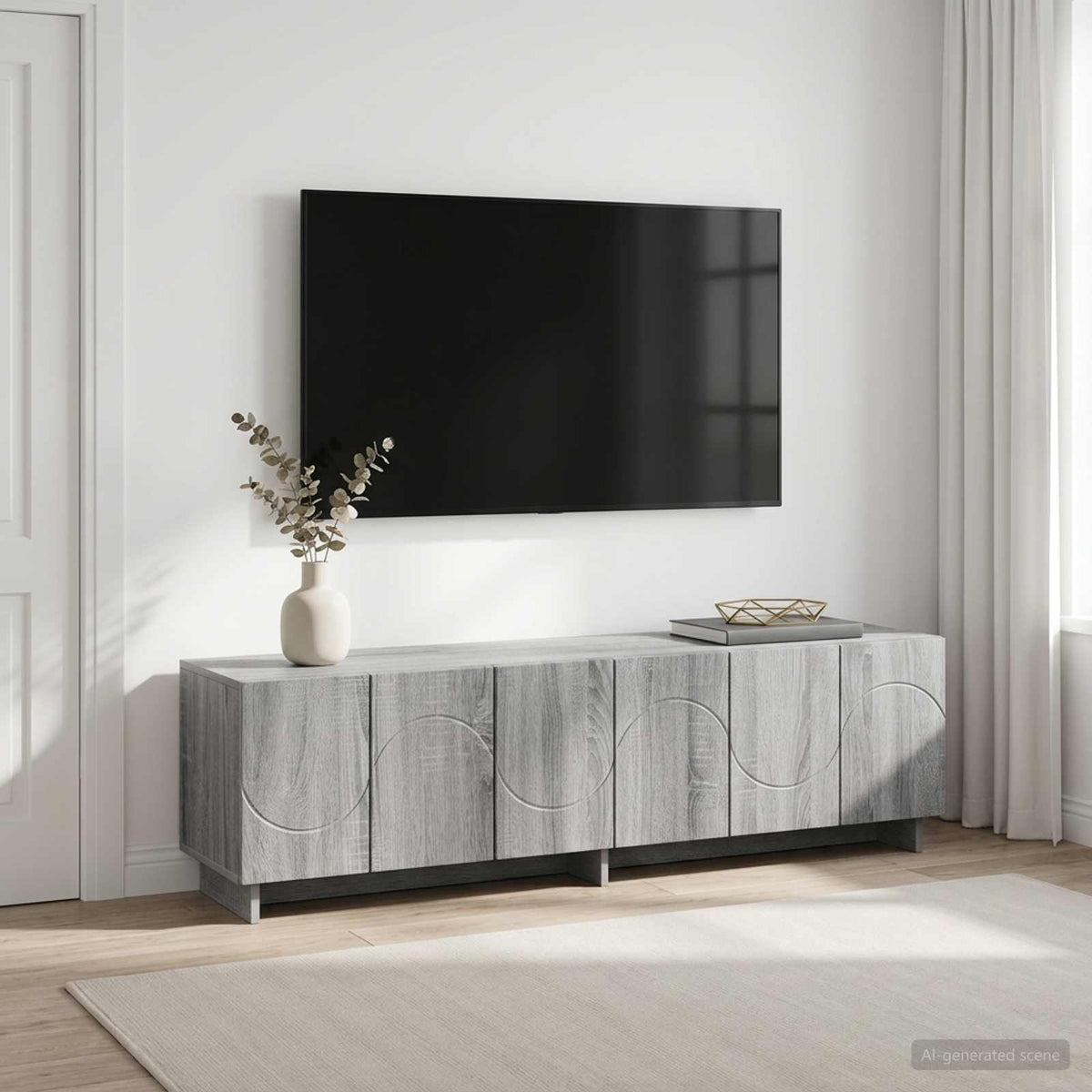 TV Stand Engineered Wood 140 x 34.5 x 40 cm Grey sonoma