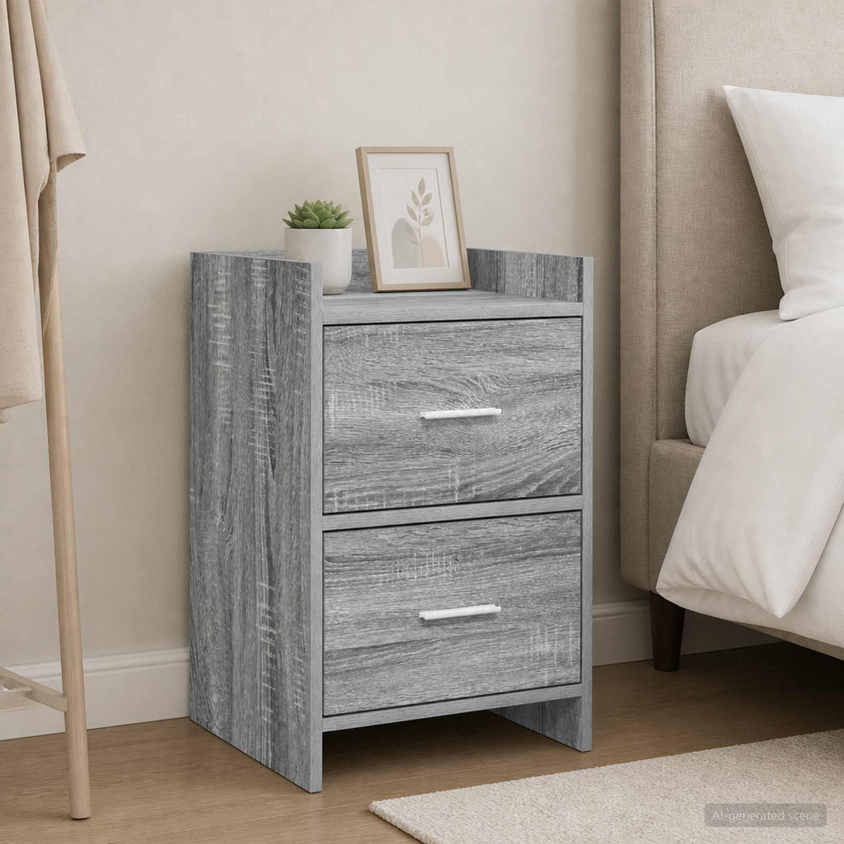 Bedside Tables Engineered Wood in Grey Sonoma