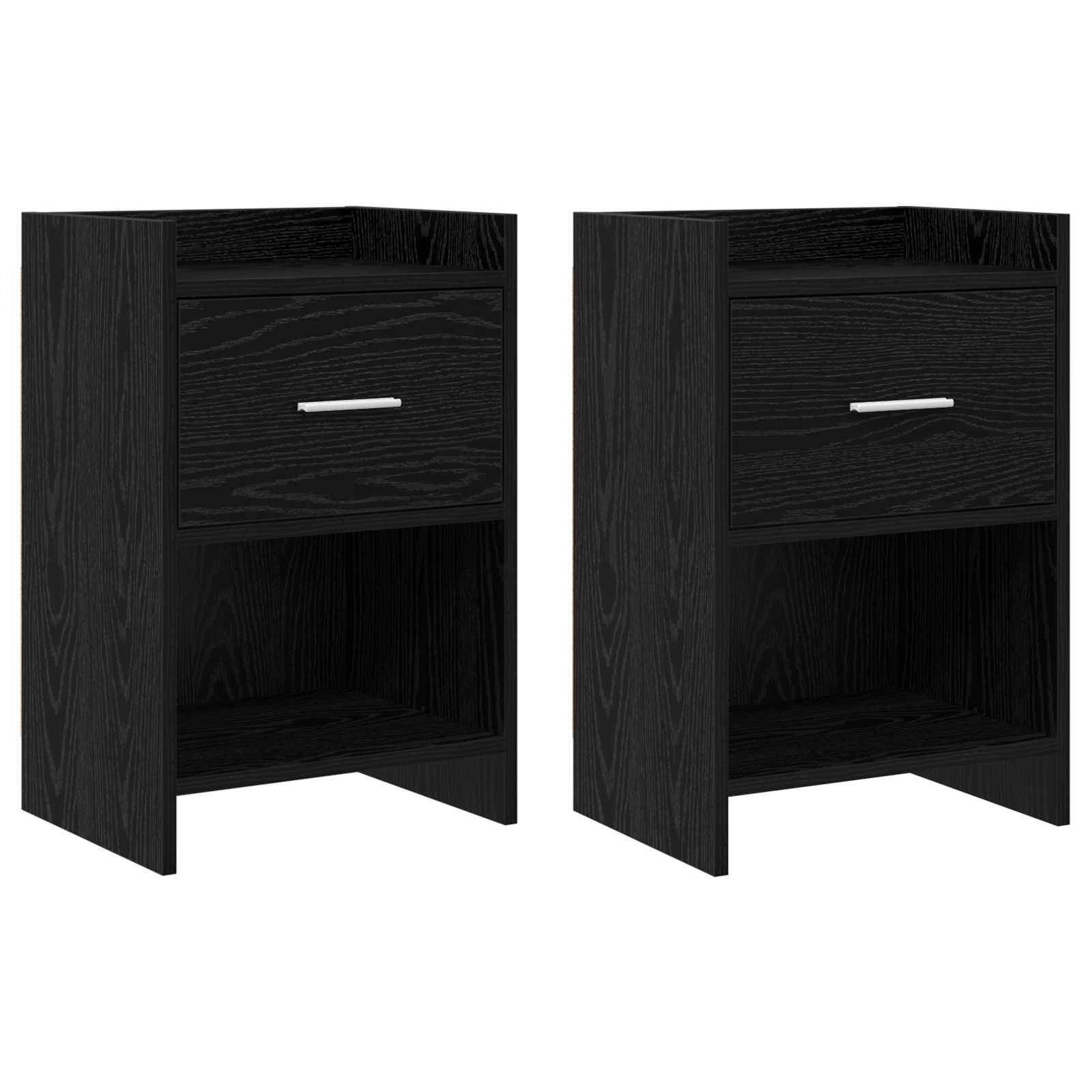 vidaXL Bedside Tables 2 pcs Black Oak 40 x 30 x 60 cm Engineered Wood 1
