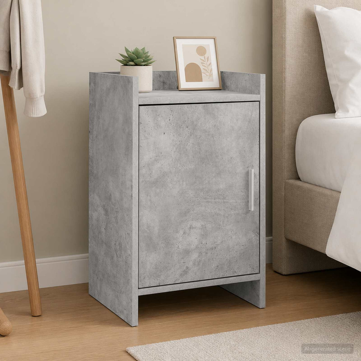 Bedside Tables Engineered Wood in Concrete Grey
