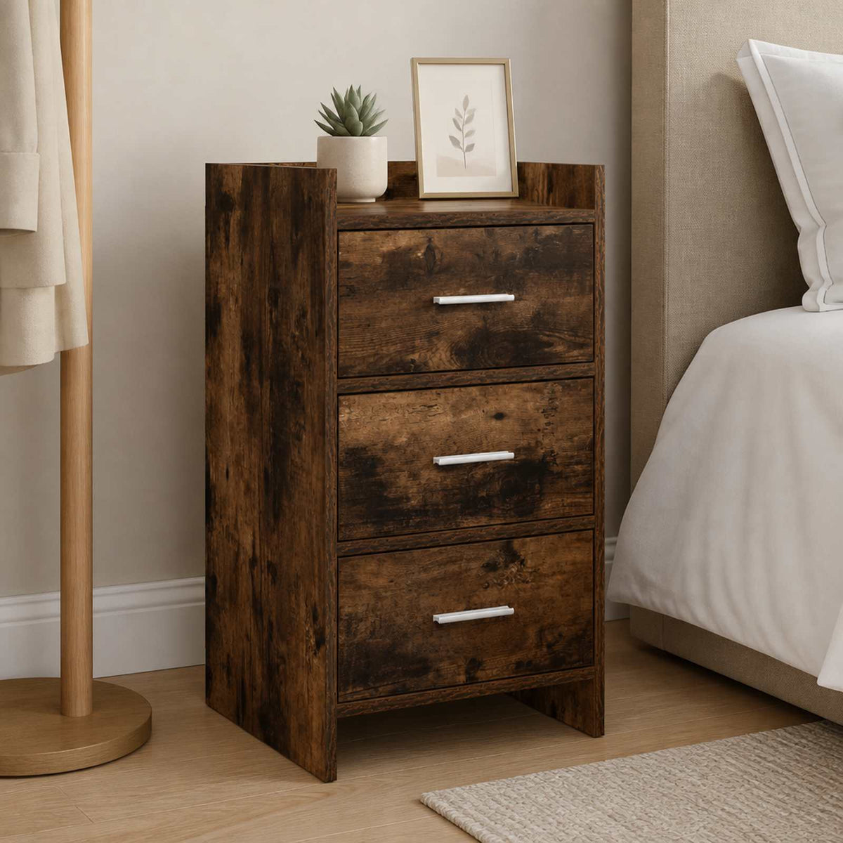 Bedside Tables Engineered Wood in Smoked Oak