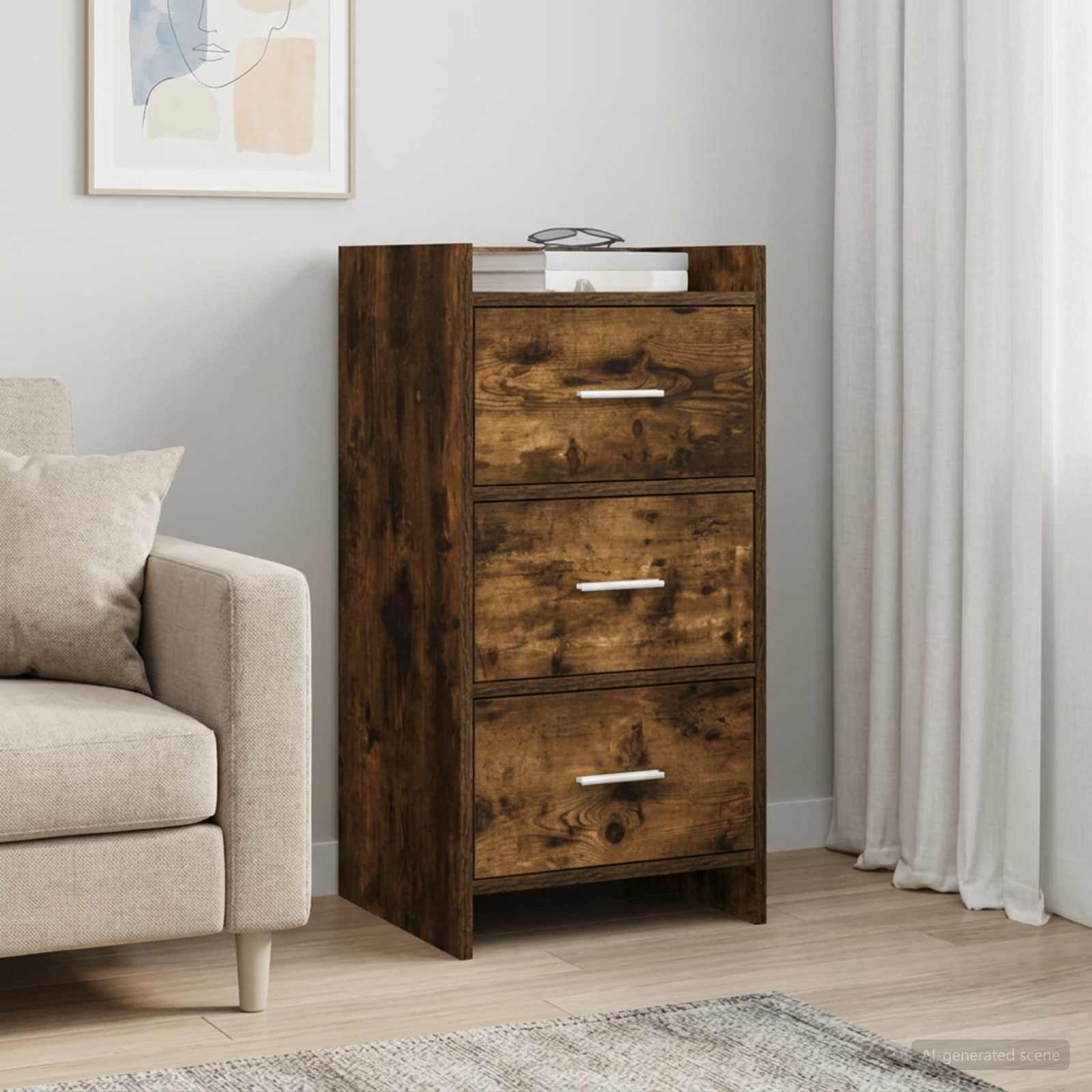 vidaXL Sideboard Smoked Oak 40 x 36 x 80 cm Engineered Wood 1