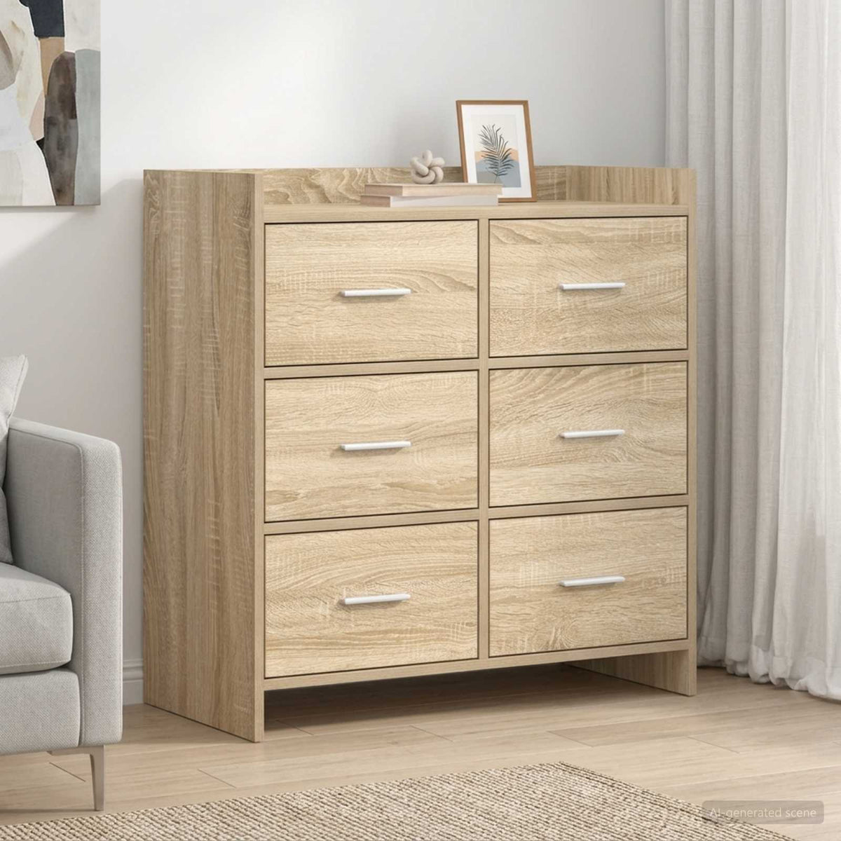 Sideboard 75 x 33 x 80 cm Engineered Wood Sonoma oak