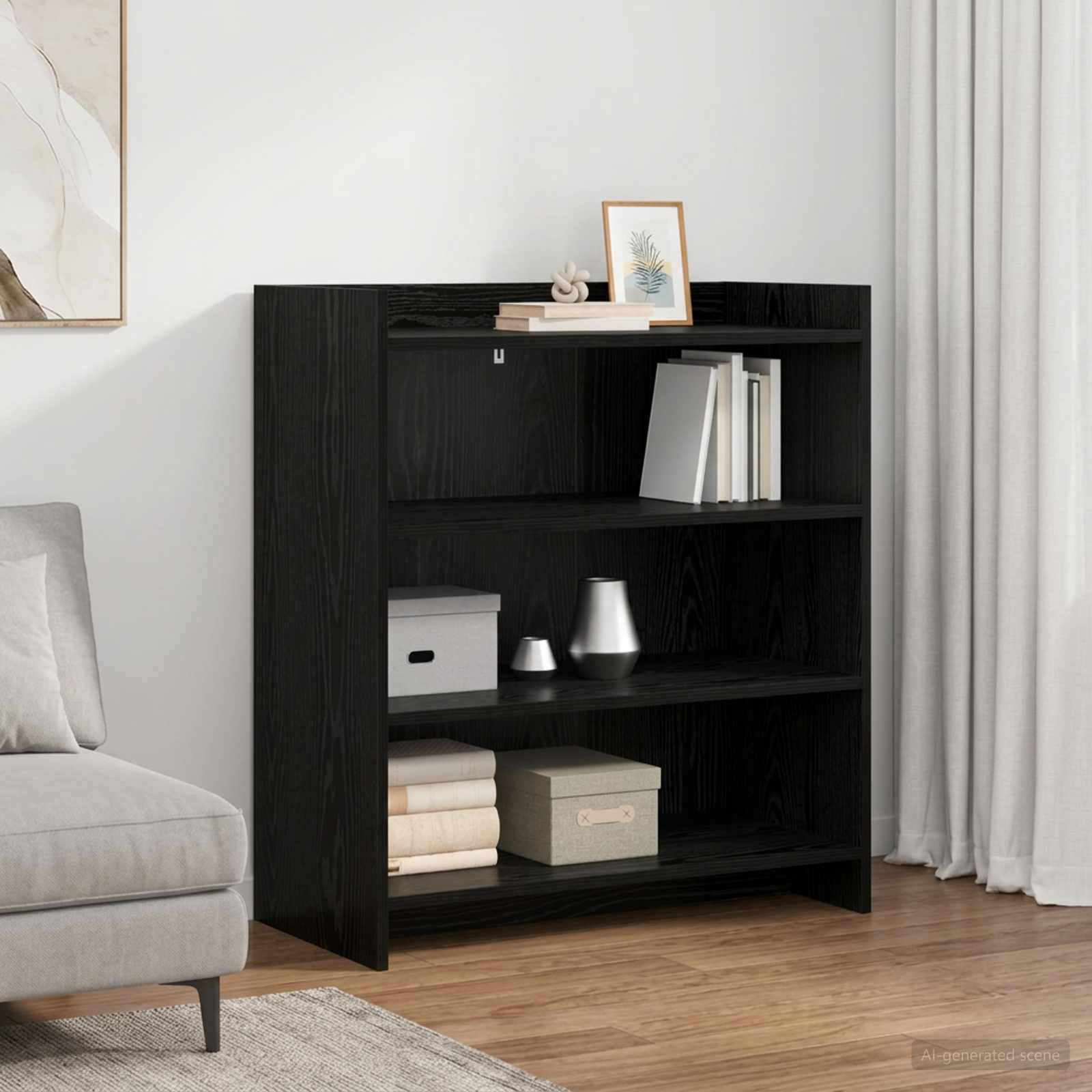 vidaXL Sideboard Black Oak 75 x 36 x 80 cm Engineered Wood 1
