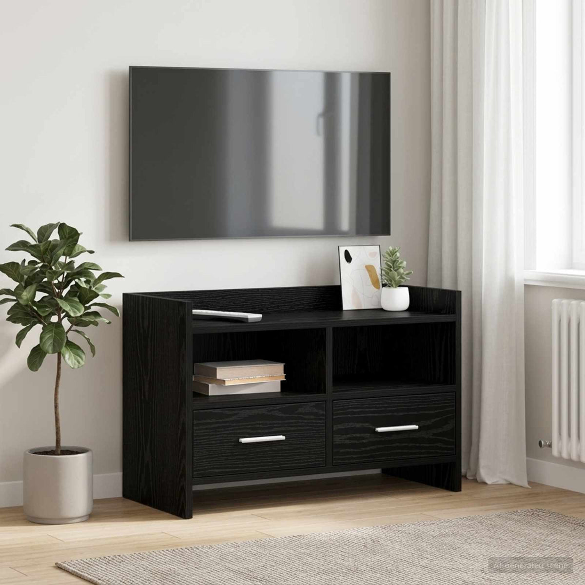 TV Cabinet 71.5 x 33 x 47 cm Engineered Wood Black oak