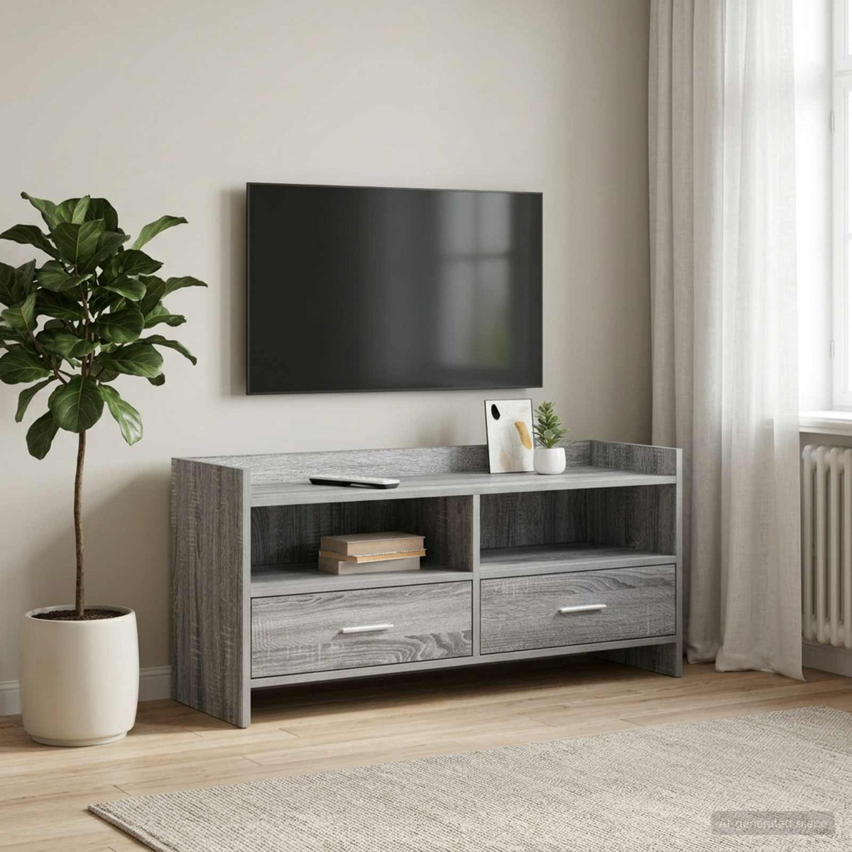 TV Cabinet 100 x 33 x 47 cm Engineered Wood Grey sonoma