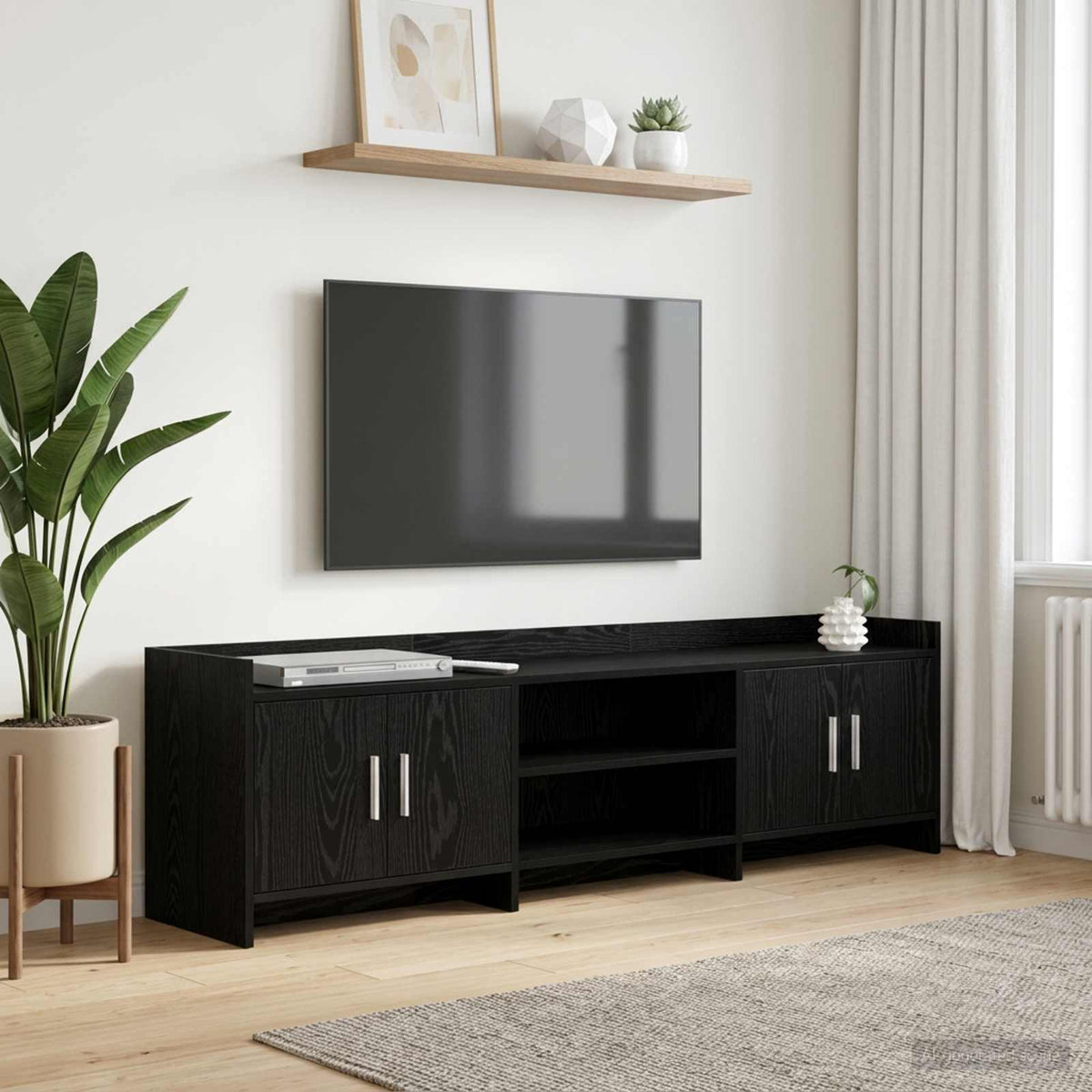 TV Cabinet 168 x 33 x 47 cm Engineered Wood Black oak