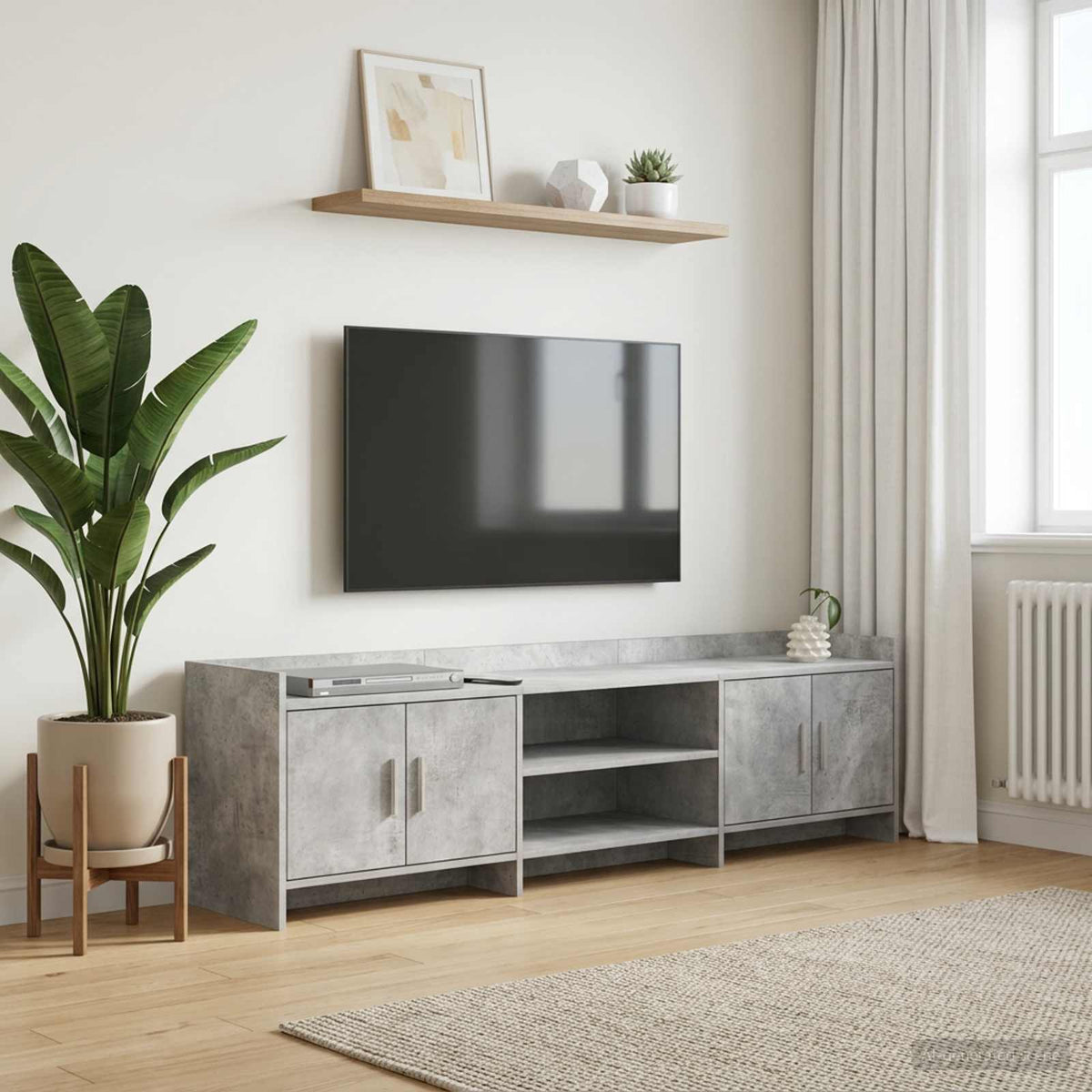 TV Cabinet 168 x 33 x 47 cm Engineered Wood Concrete grey