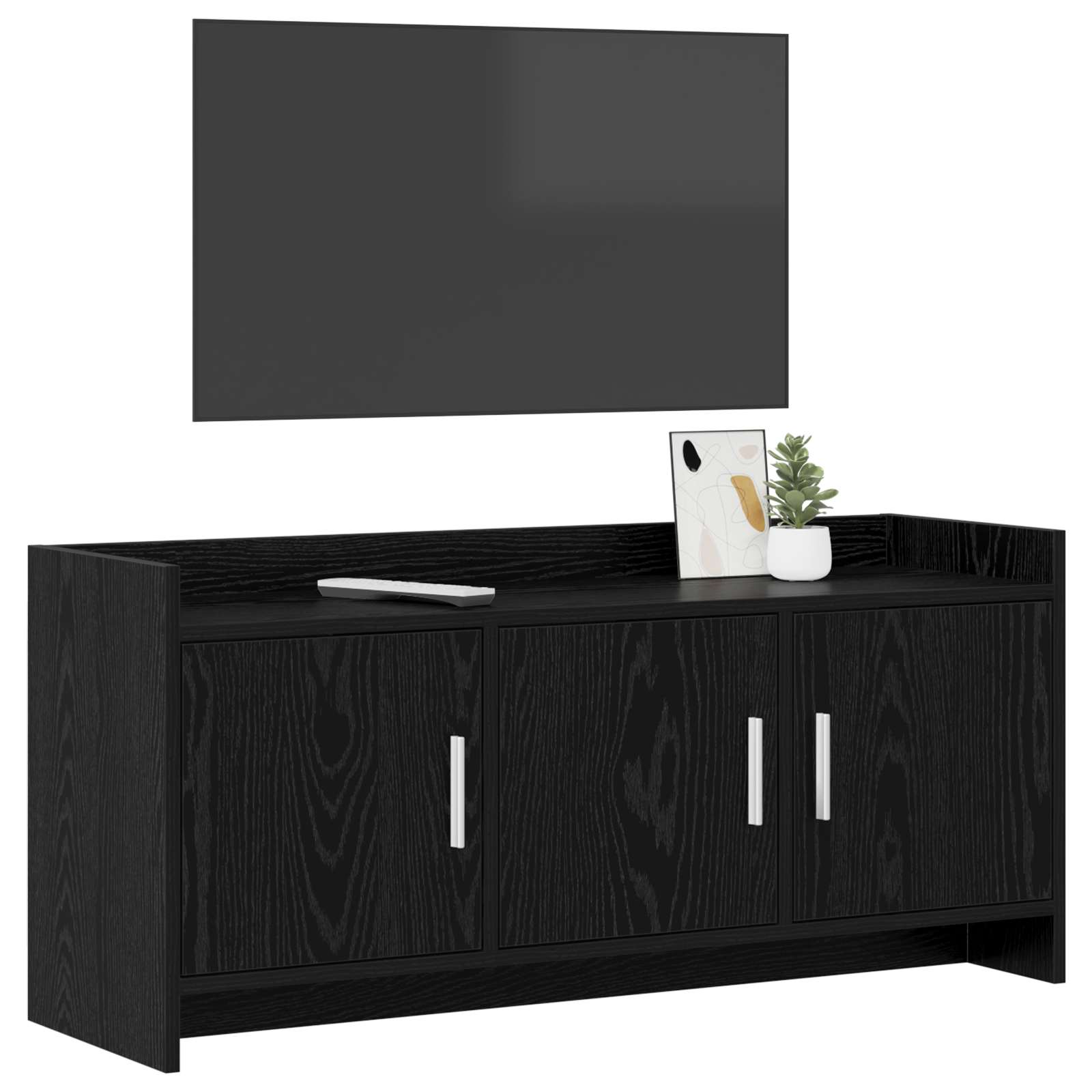 vidaXL TV Cabinet 102 x 33 x 47 cm Black Oak Engineered Wood 3