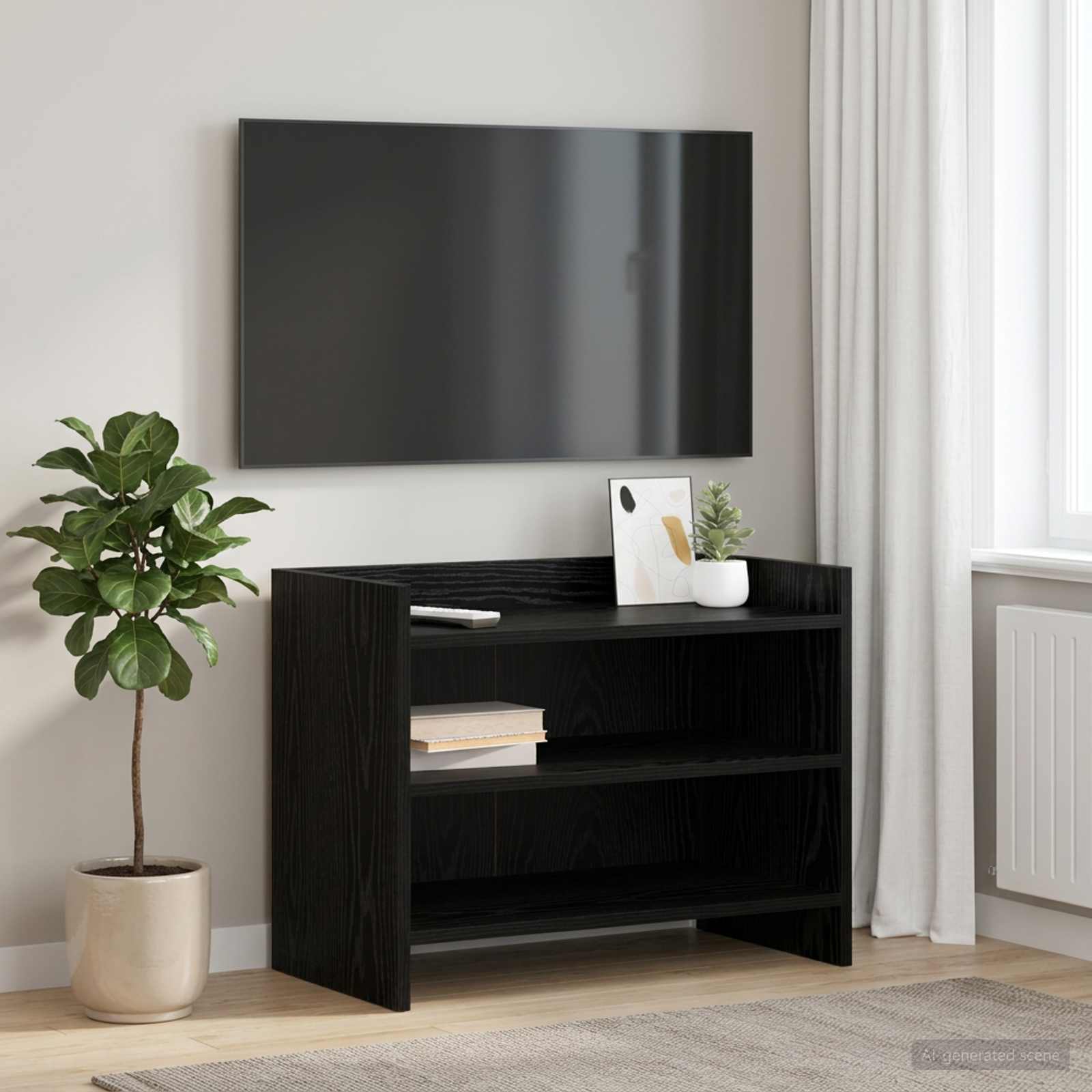 vidaXL TV Cabinet 60 x 33 x 47 cm Black Oak Engineered Wood 1