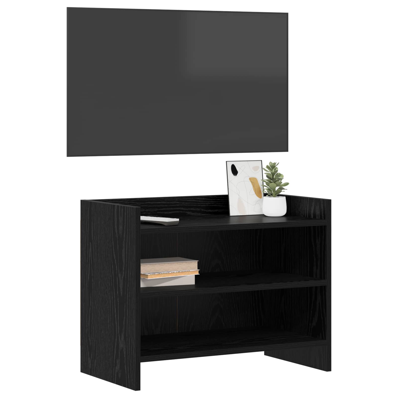 vidaXL TV Cabinet 60 x 33 x 47 cm Black Oak Engineered Wood 3