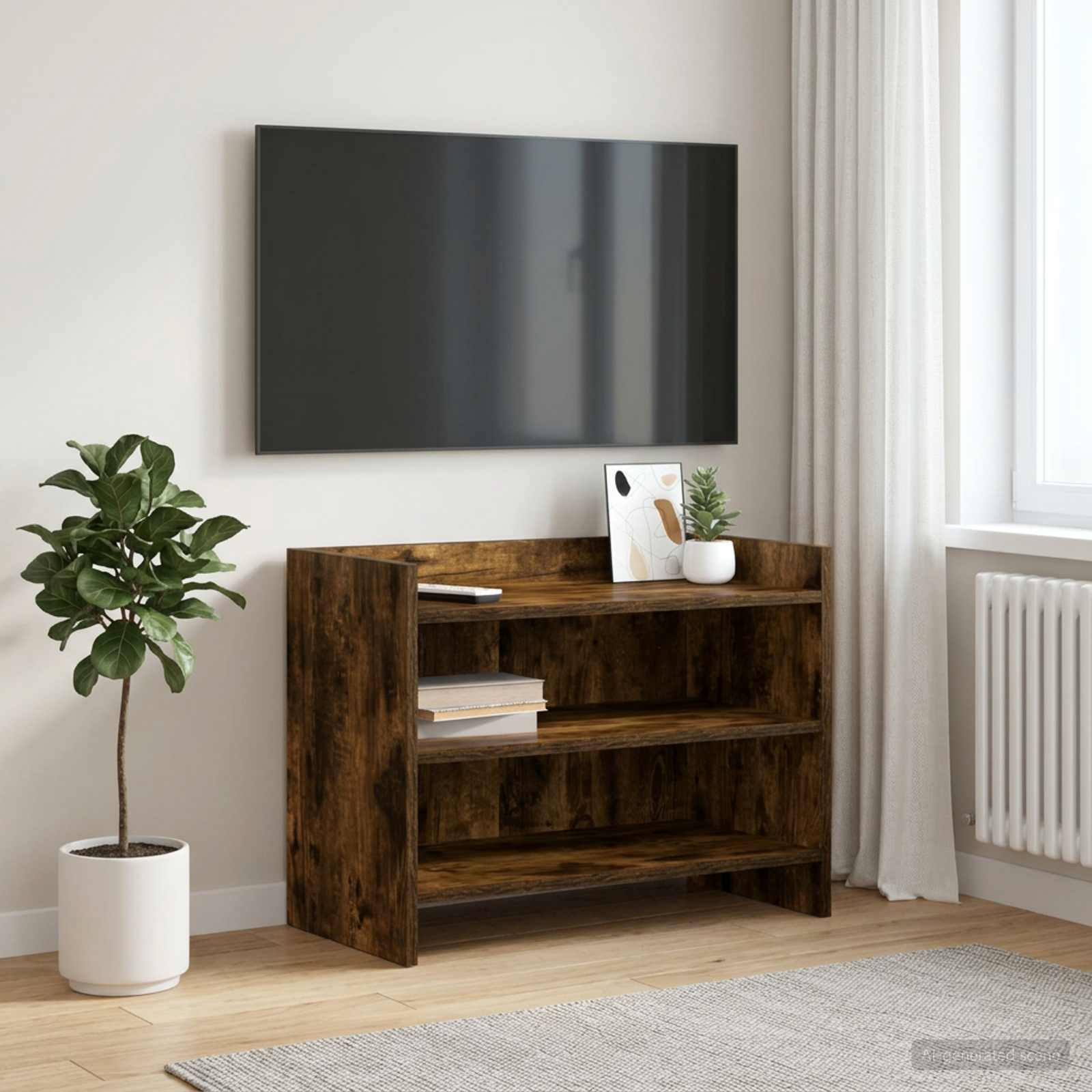 vidaXL TV Cabinet 60 x 33 x 47 cm Smoked Oak Engineered Wood 1