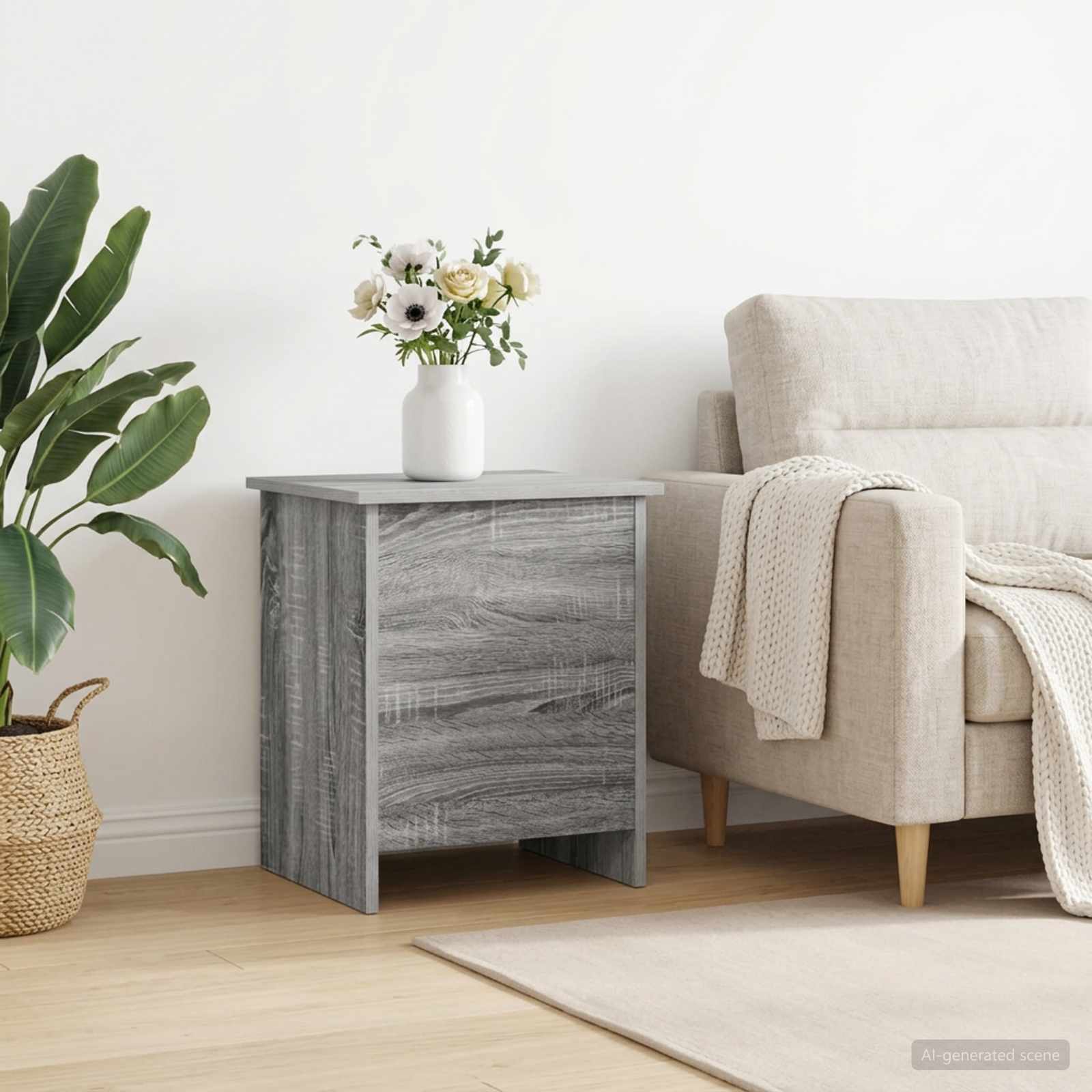 vidaXL Storage Chest Grey Sonoma 40 x 40 x 50 cm Engineered Wood 4