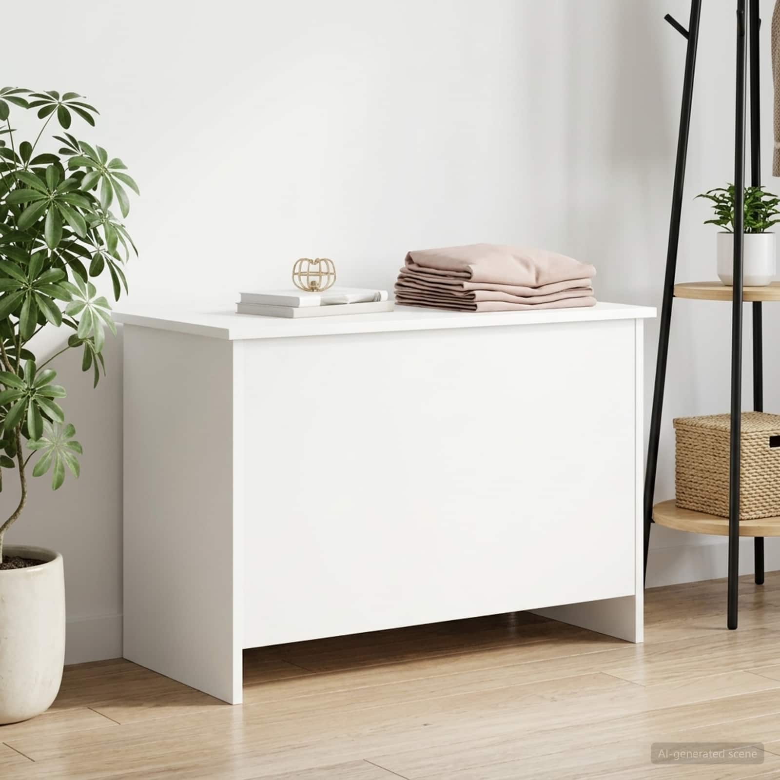 vidaXL Storage Chest White 80 x 40 x 50 cm Engineered Wood 4