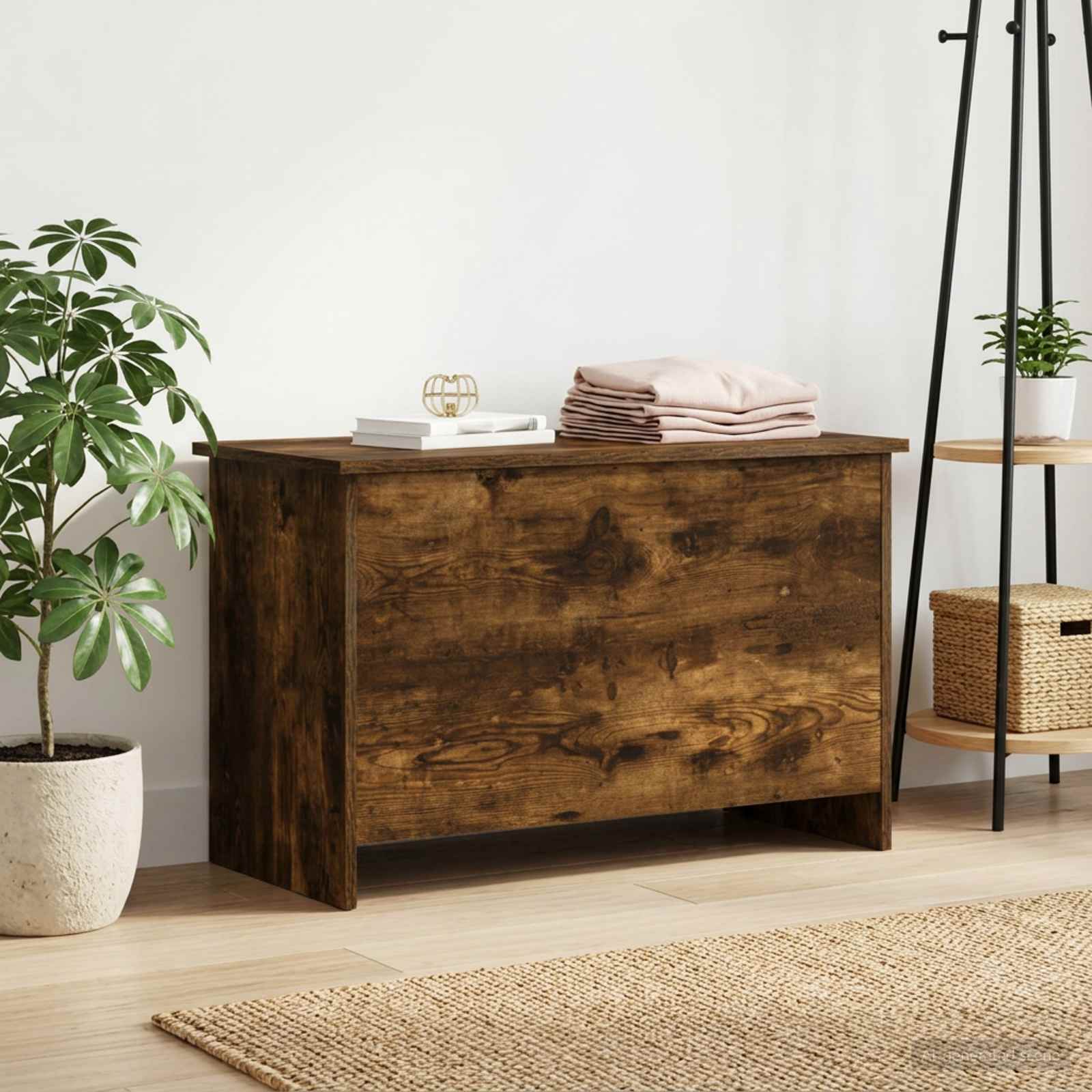 vidaXL Storage Chest Smoked Oak 80 x 40 x 50 cm Engineered Wood 4