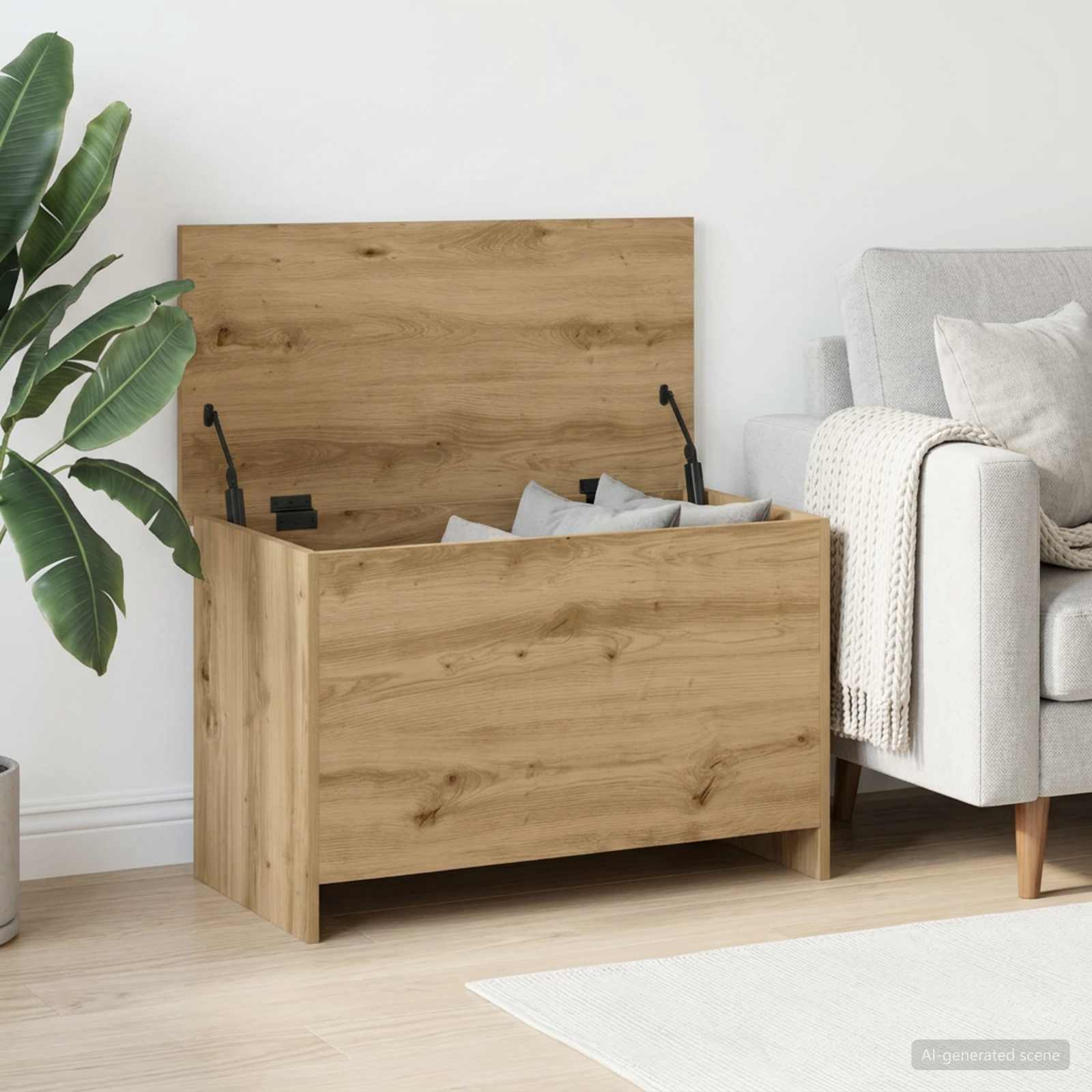 vidaXL Storage Chest Artisan Oak 80 x 40 x 50 cm Engineered Wood 4