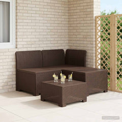 1-Seater with Cushion Rattan Look PP Brown Sofa + middle + corner without cushion