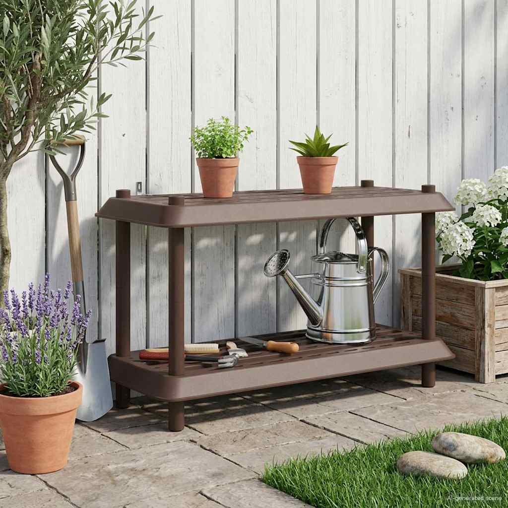vidaXL Shelving Unit 2-Tier 100 x 40 x 55.5 cm PP Brown 1