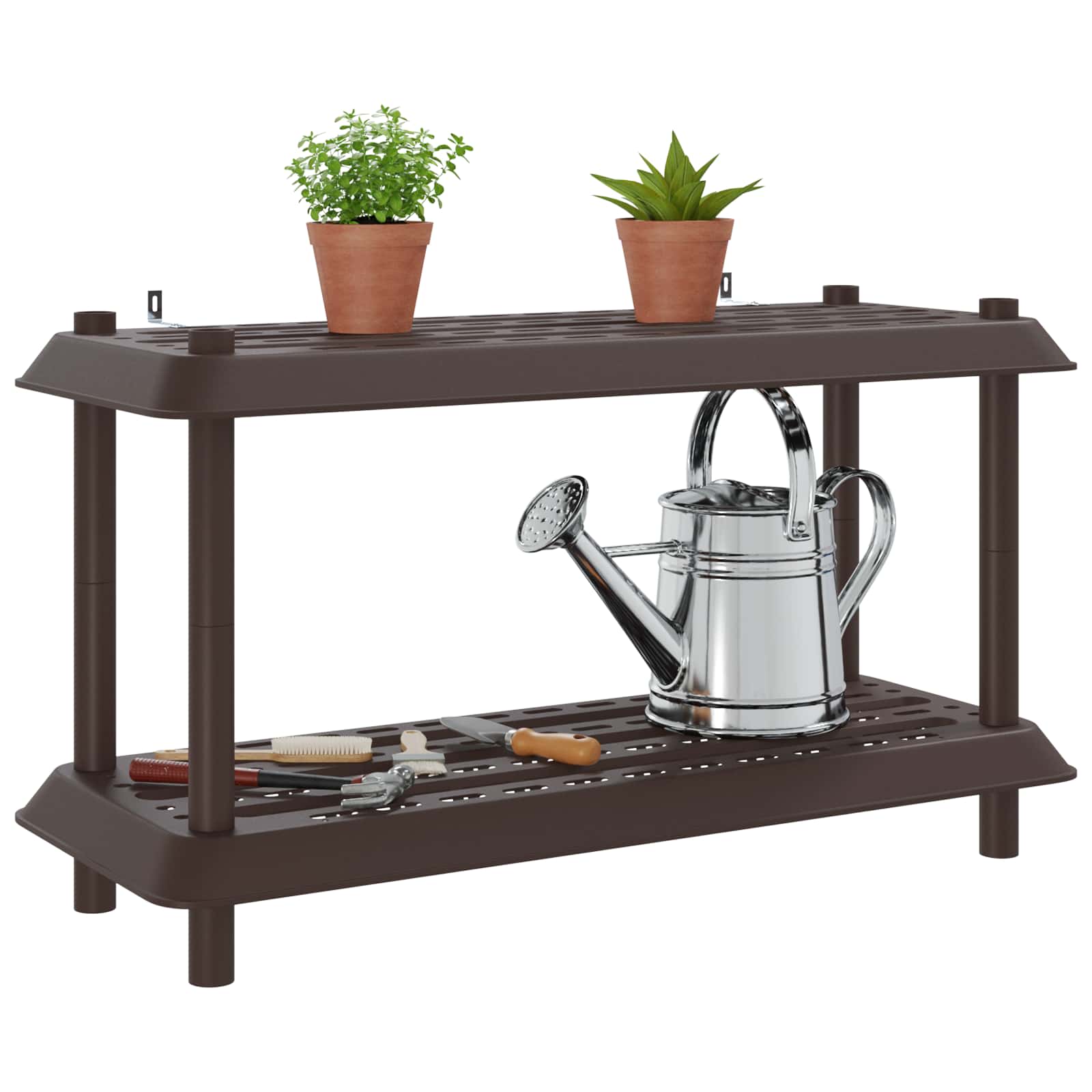 vidaXL Shelving Unit 2-Tier 100 x 40 x 55.5 cm PP Brown 3