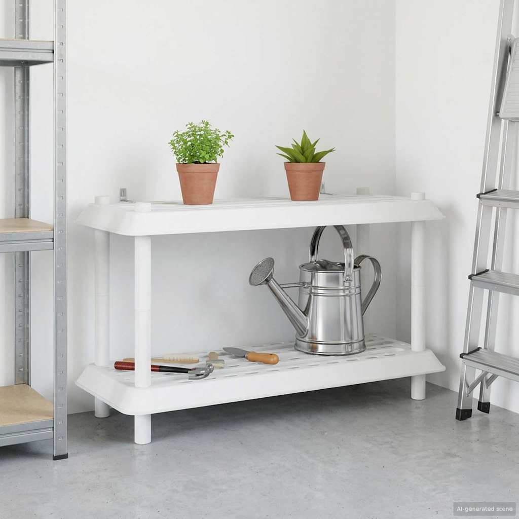 vidaXL Shelving Unit 2-Tier 100 x 40 x 55.5 cm PP White 1