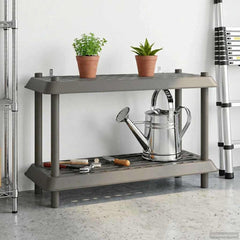 vidaXL Shelving Unit 2-Tier 100 x 40 x 55.5 cm PP Light Grey 4