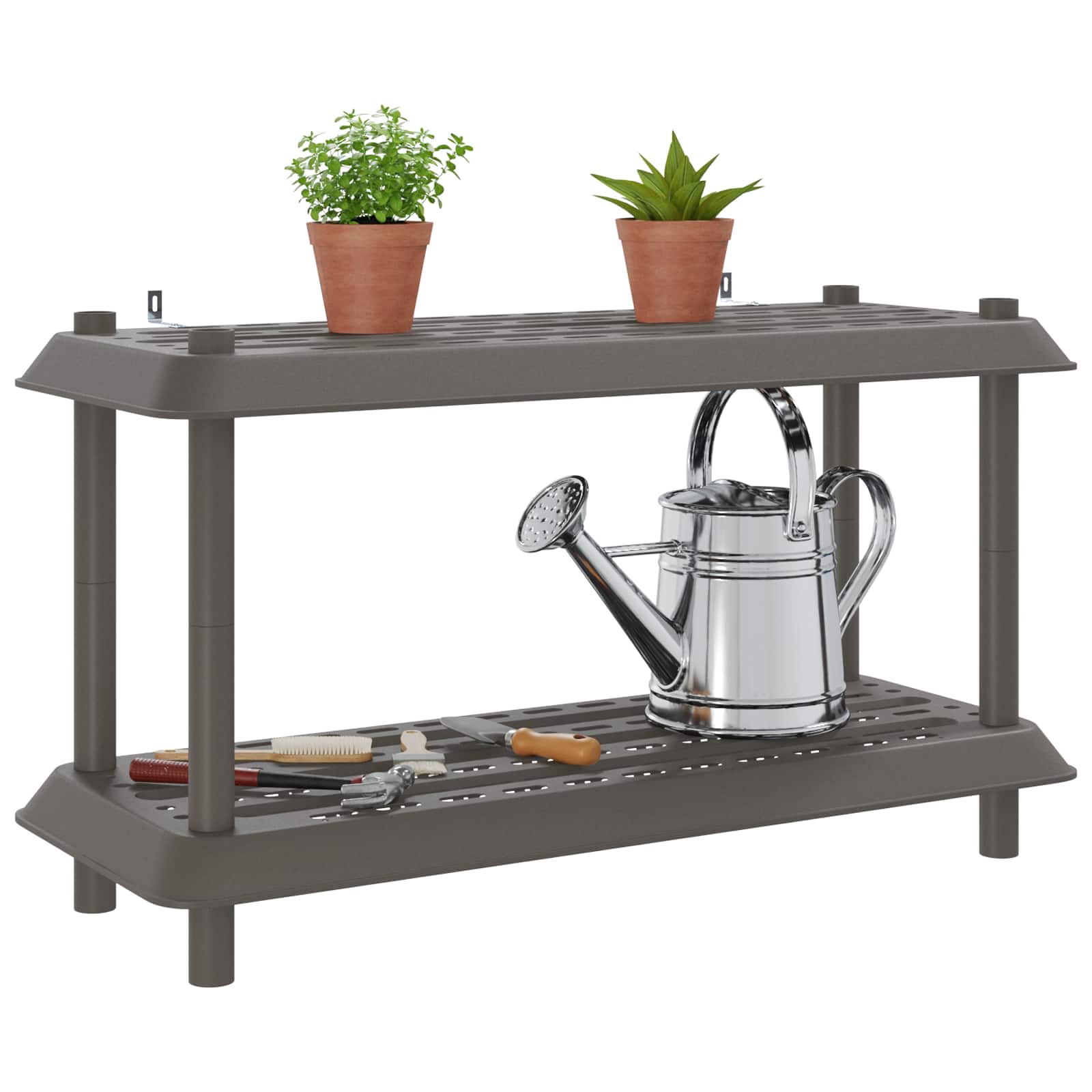 vidaXL Shelving Unit 2-Tier 100 x 40 x 55.5 cm PP Light Grey 3