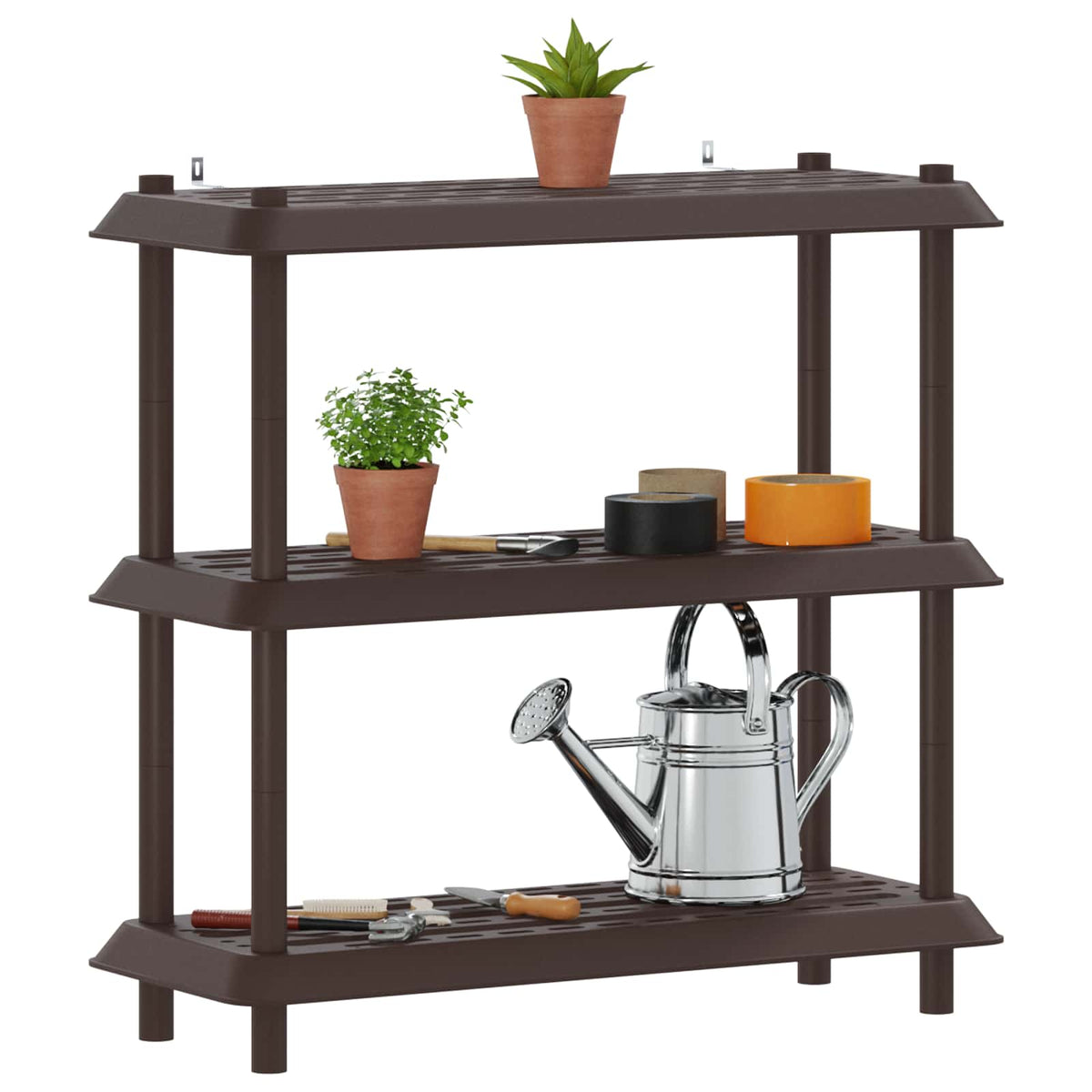 vidaXL Shelving Unit 3-Tier 100 x 40 x 96 cm PP Brown 3