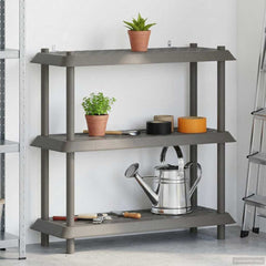vidaXL Shelving Unit 3-Tier 100 x 40 x 96 cm PP Light Grey 4