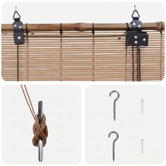 vidaXL Roller Blind Brown 130 x 220 cm Bamboo 4