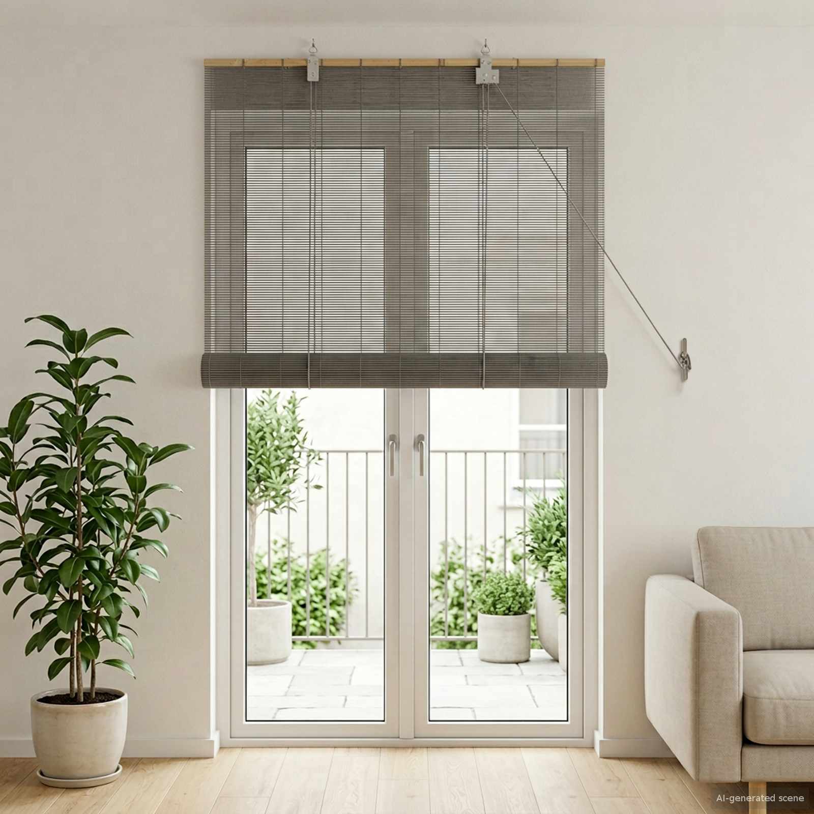 vidaXL Roller Blind Grey 110 x 220 cm Bamboo 1