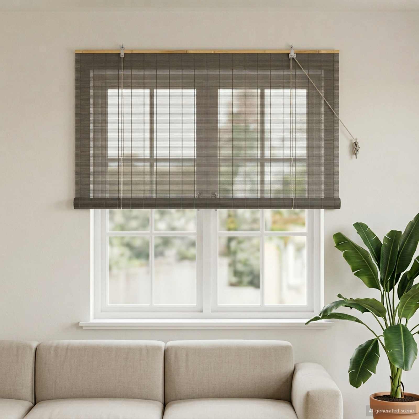 vidaXL Roller Blind Grey 140 x 160 cm Bamboo 1