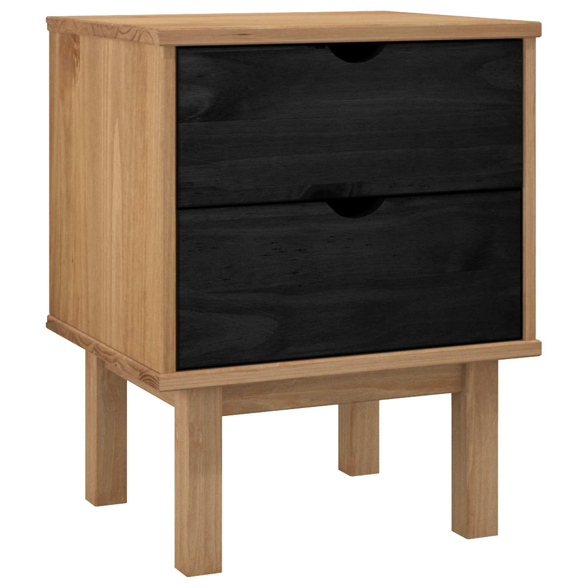 Bedside Cabinet "OTTA" 45x39x57 cm Solid Wood Pine Black
