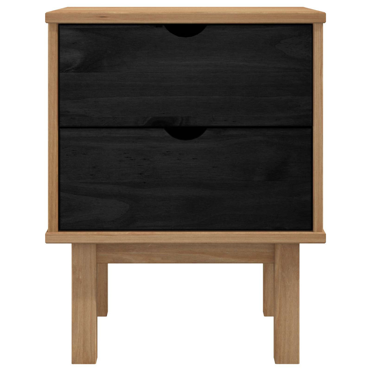 Bedside Cabinet "OTTA" 45x39x57 cm Solid Wood Pine Black