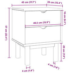 Bedside Cabinet "OTTA" 45x39x57 cm Solid Wood Pine Black