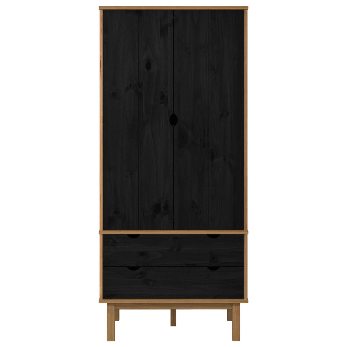 Wardrobe "OTTA" 76,5x53x172 cm Solid Wood Pine Black