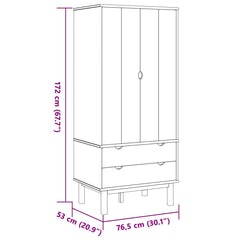 Wardrobe "OTTA" 76,5x53x172 cm Solid Wood Pine Black