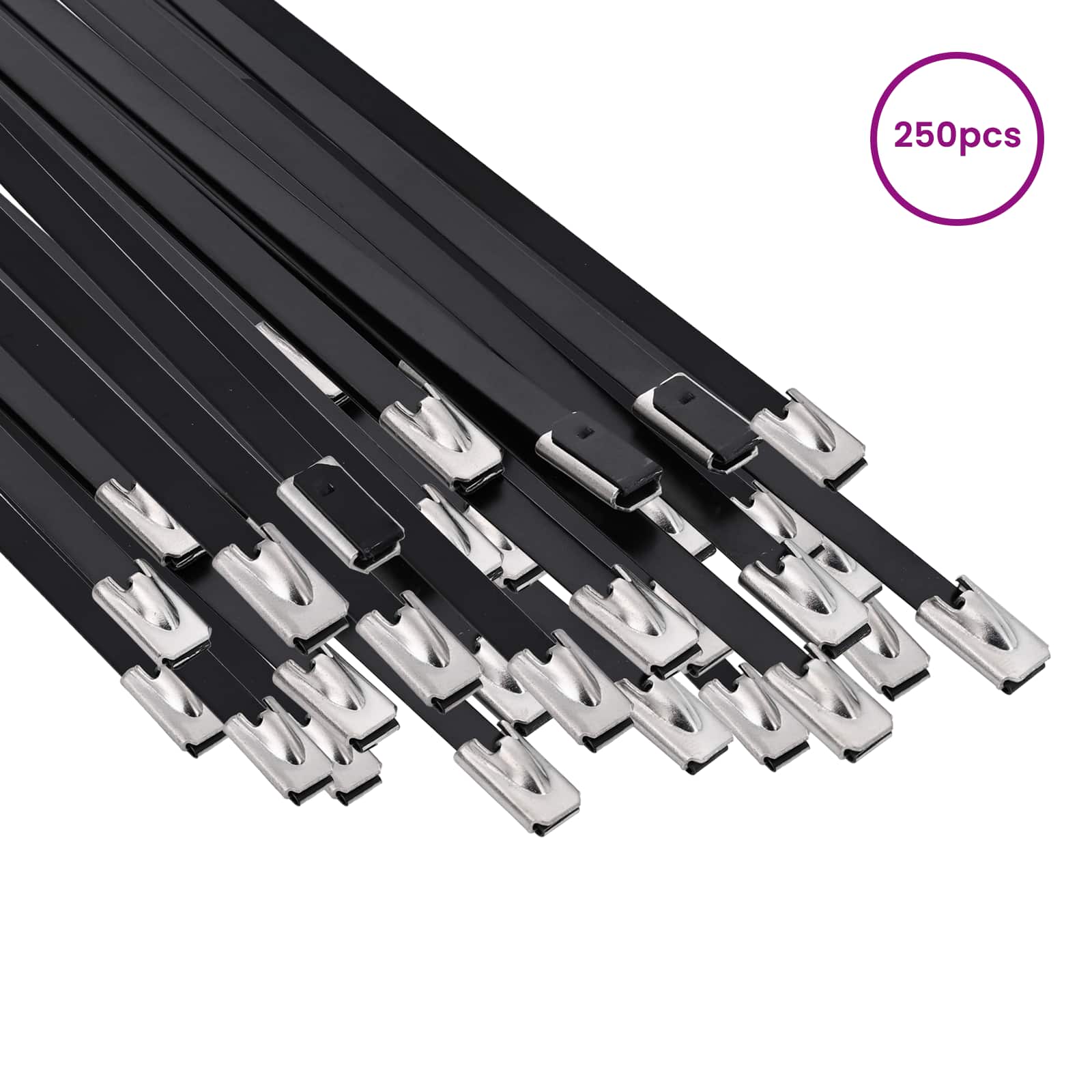 vidaXL Cable Tie 250 pcs 4.6 x 300 mm Black 3