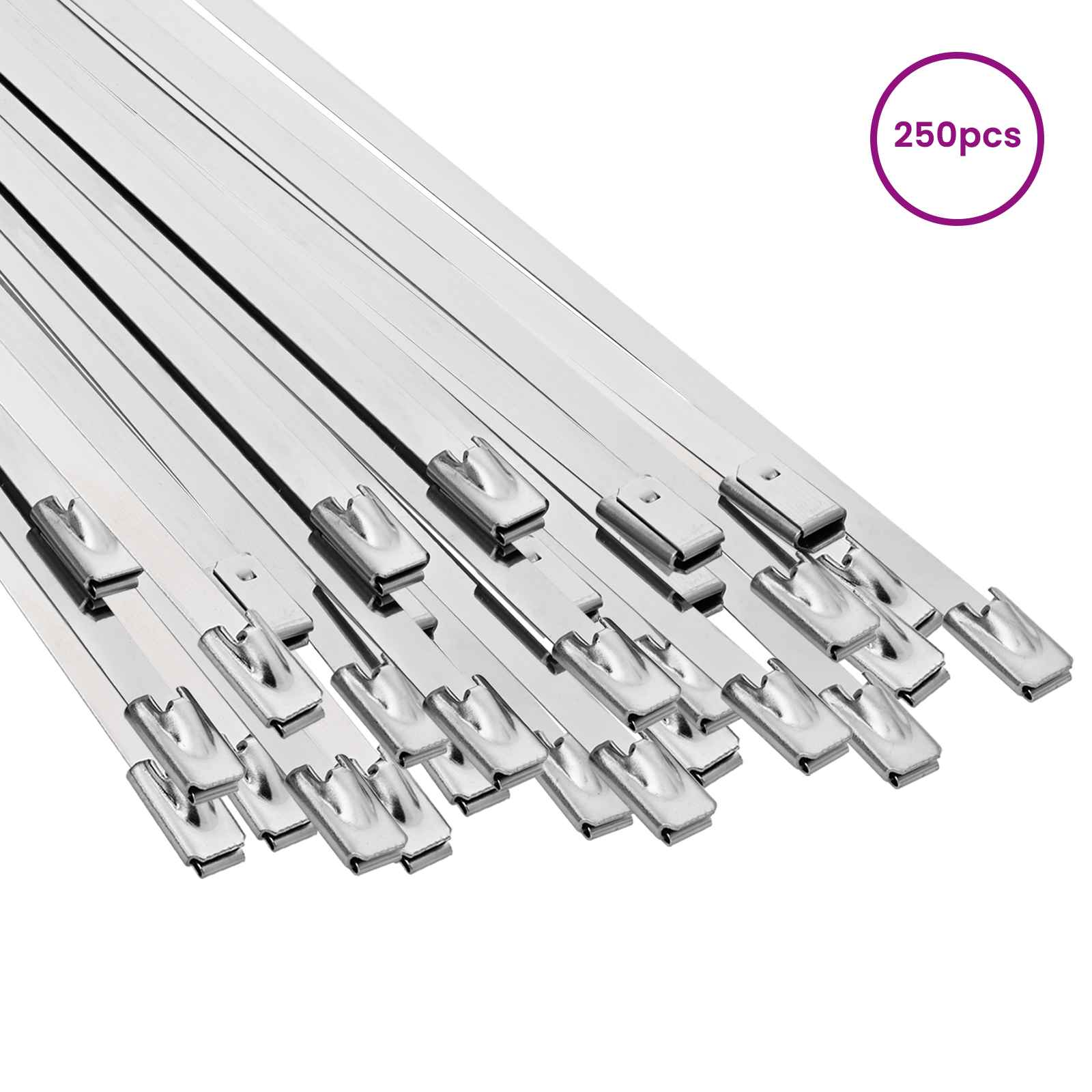 vidaXL Cable Tie 250 pcs 4.6 x 700 mm Silver 3