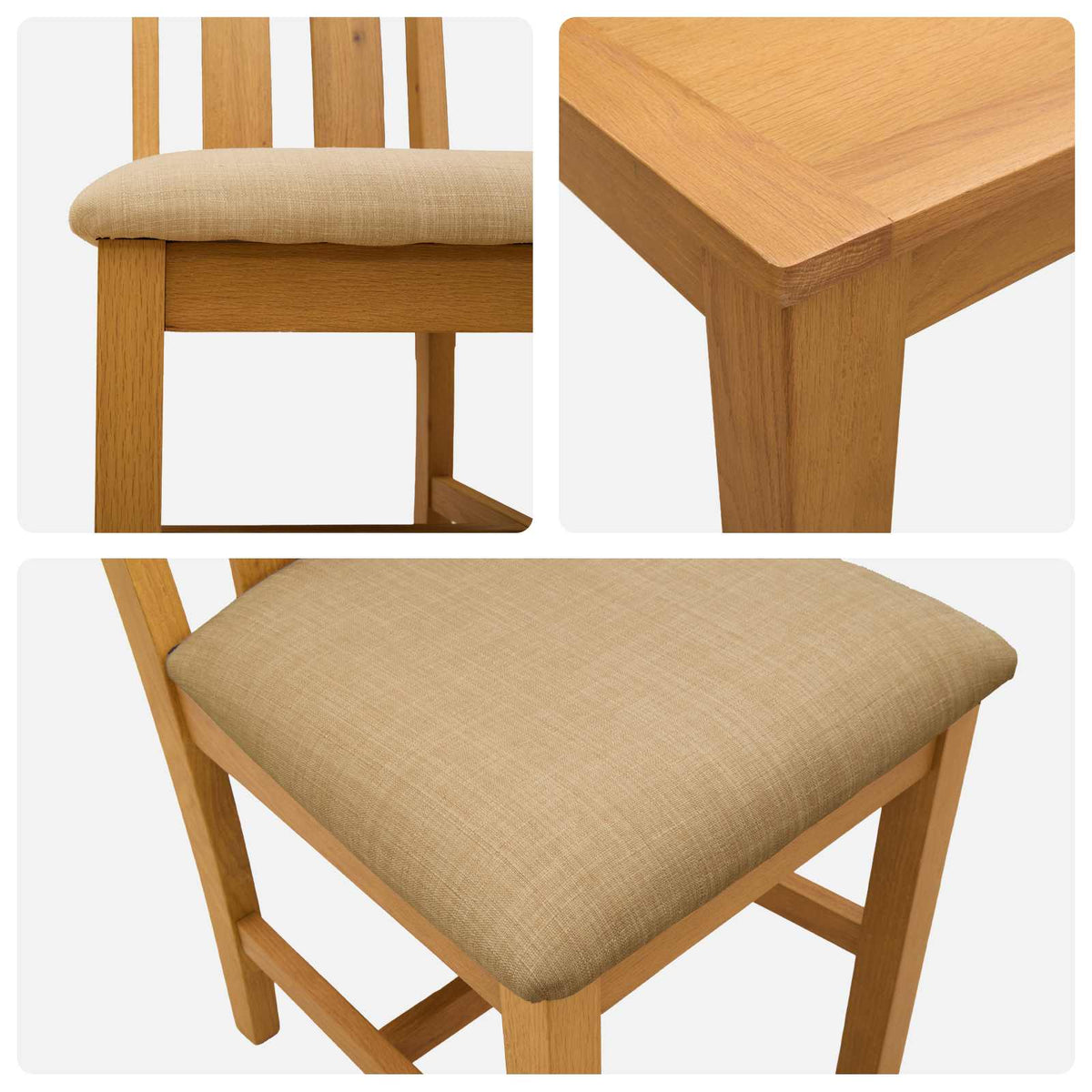 Dining Set BERGEN 5 pcs Solid Oak Wood Beige 90 cm 90 cm Table + 2x chair