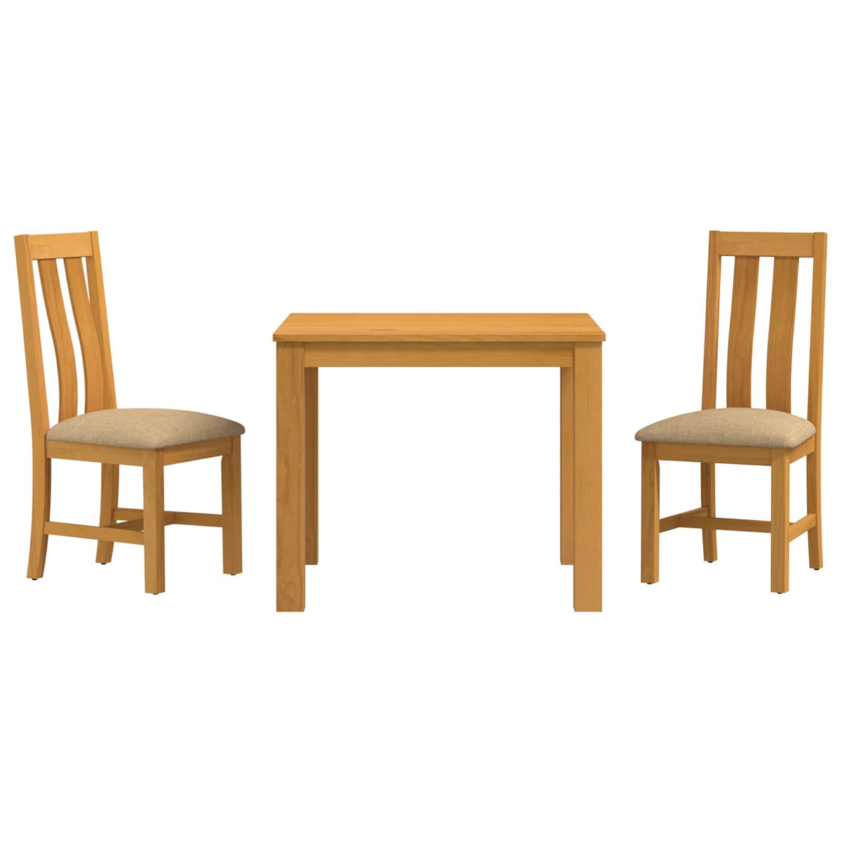Dining Set BERGEN 5 pcs Solid Oak Wood Beige 90 cm 90 cm Table + 2x chair
