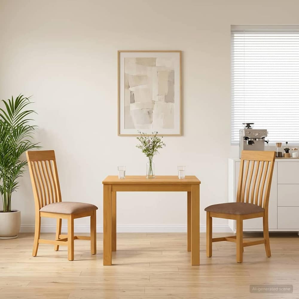 Dining Set RIJSWIJK 5 pcs Solid Oak Wood Grey 90 cm 90 cm Table + 2x chair